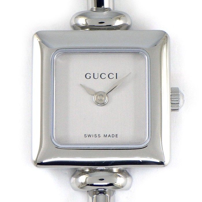 グッチ GUCCI 腕時計 バングルウォッチ 1900L スクエア シルバー文字盤 SS クオーツアナログ