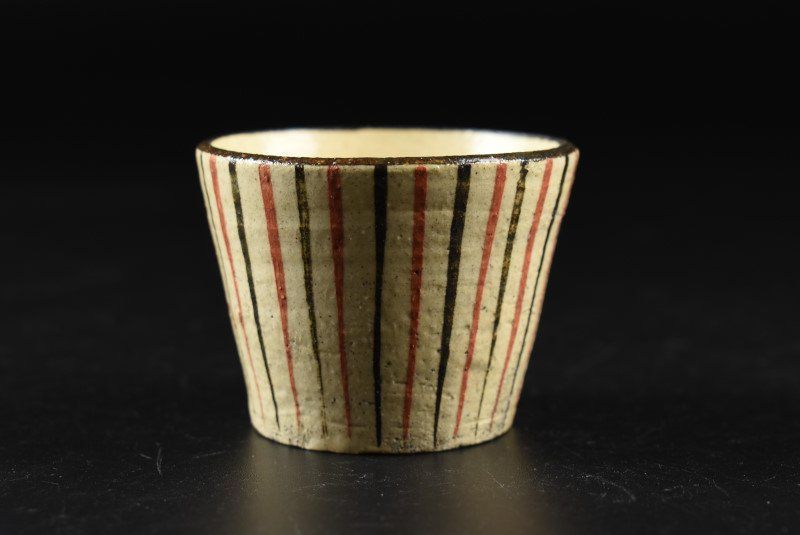 蔵A4777a】古民藝 瀬戸 麦藁手 猪口 五客 酒器 小売業者