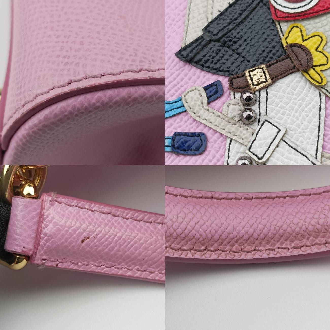 ドルチェ＆ガッバーナDolce - Gabbanaミス シシリー ファミリー ピンク×マルチ レザー 40 DECORATOM_COM_BR