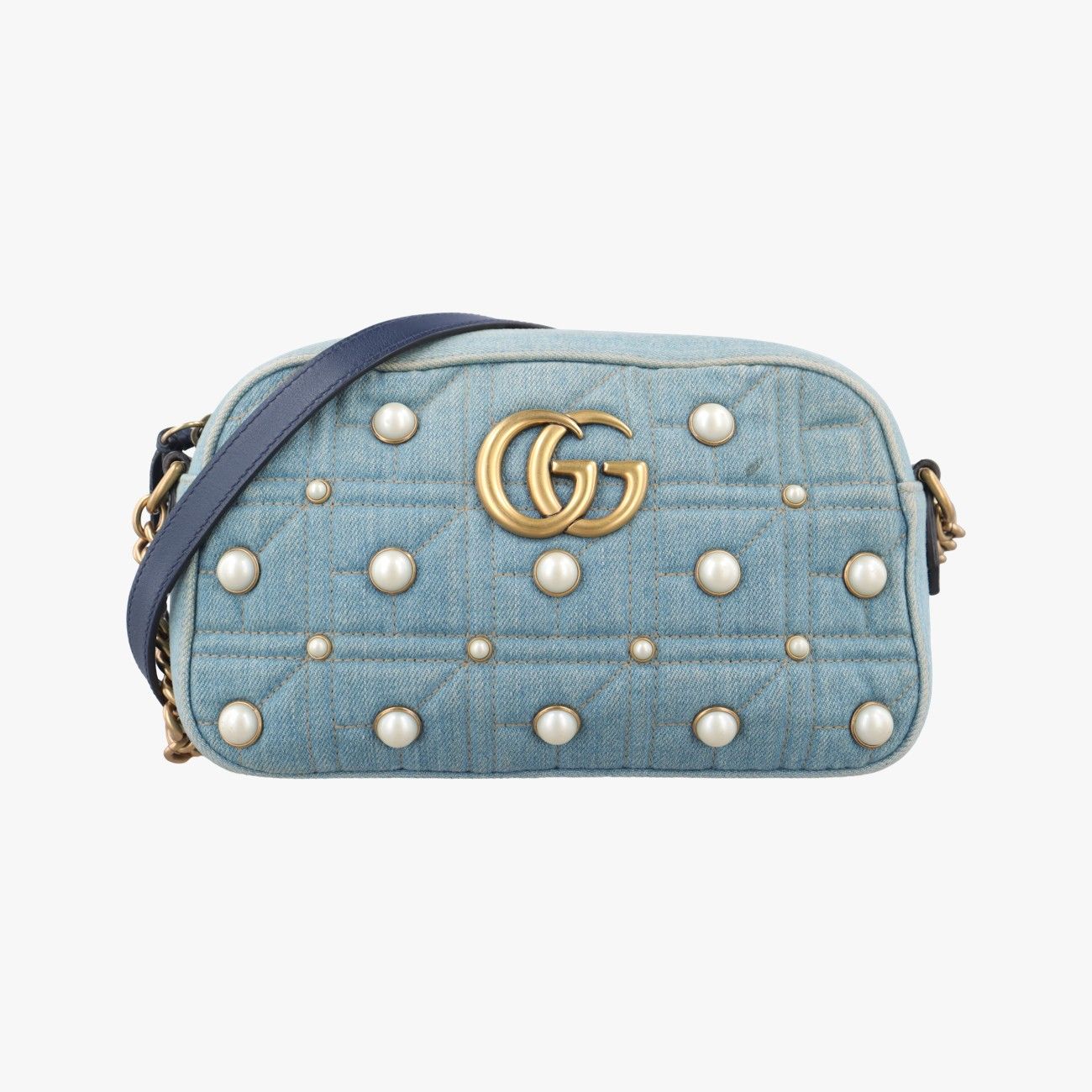 グッチGucciGGマーモント ブルー デニム×レザー 447632 B024087403