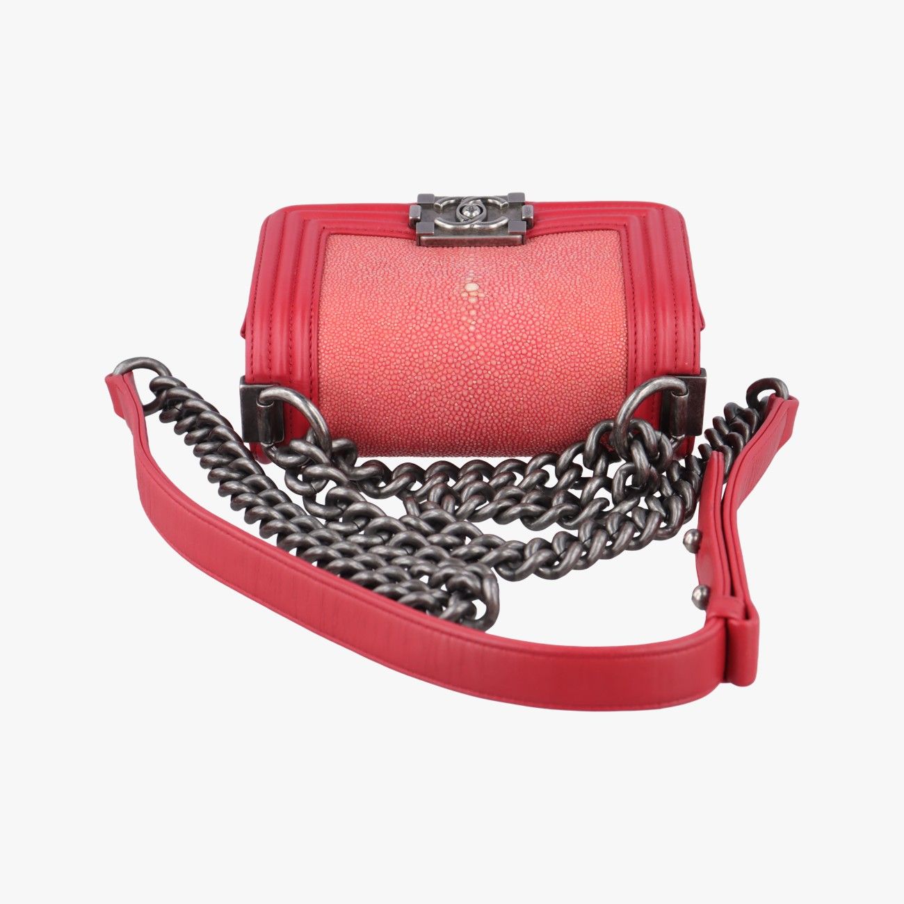 シャネルChanelボーイシャネルレッドラムスキン×ガルーシャA6623021026517