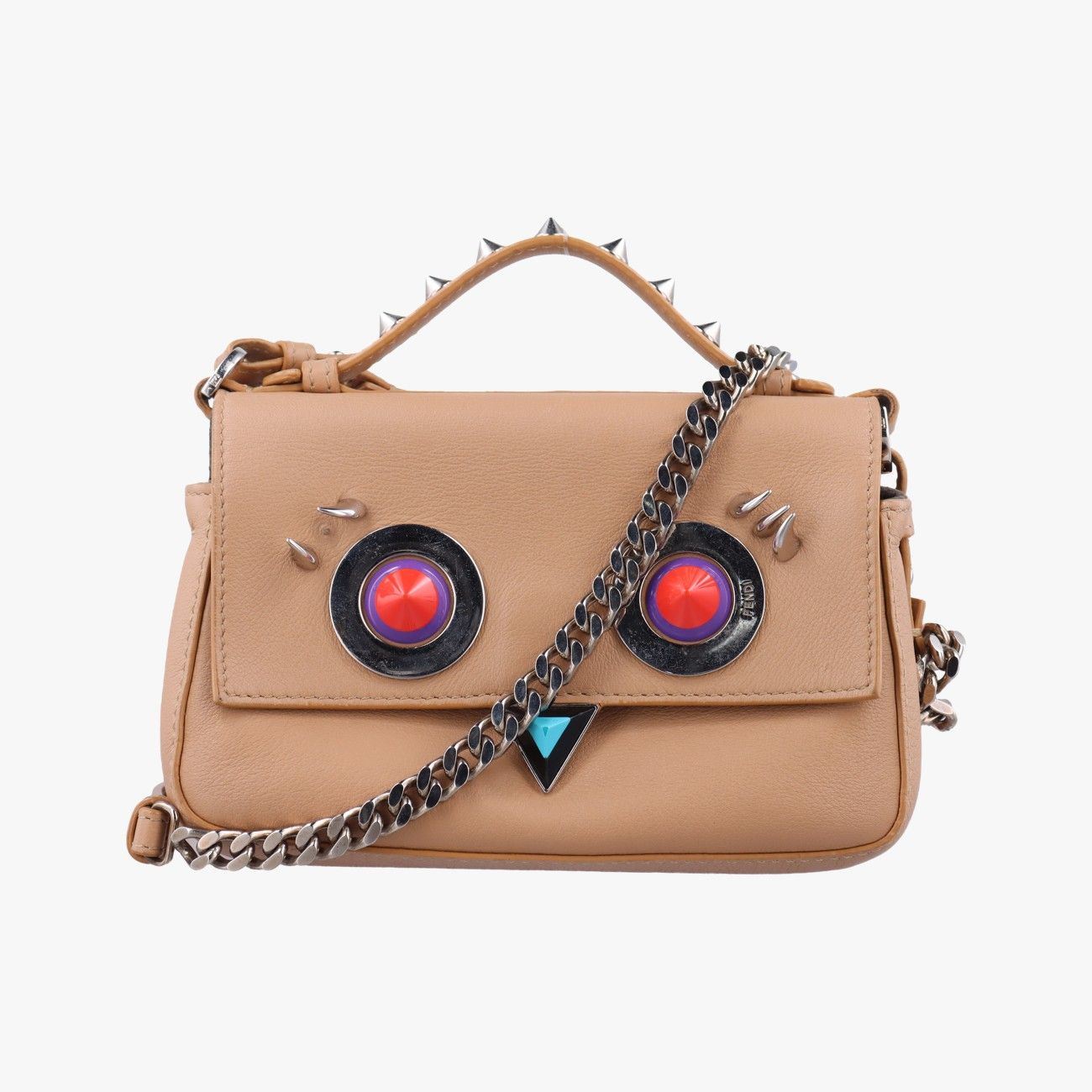 フェンディFendiマイクロモンスター ダブルバゲット ベージュ レザー 8M0371 8M0371-SL-2-178-10429
