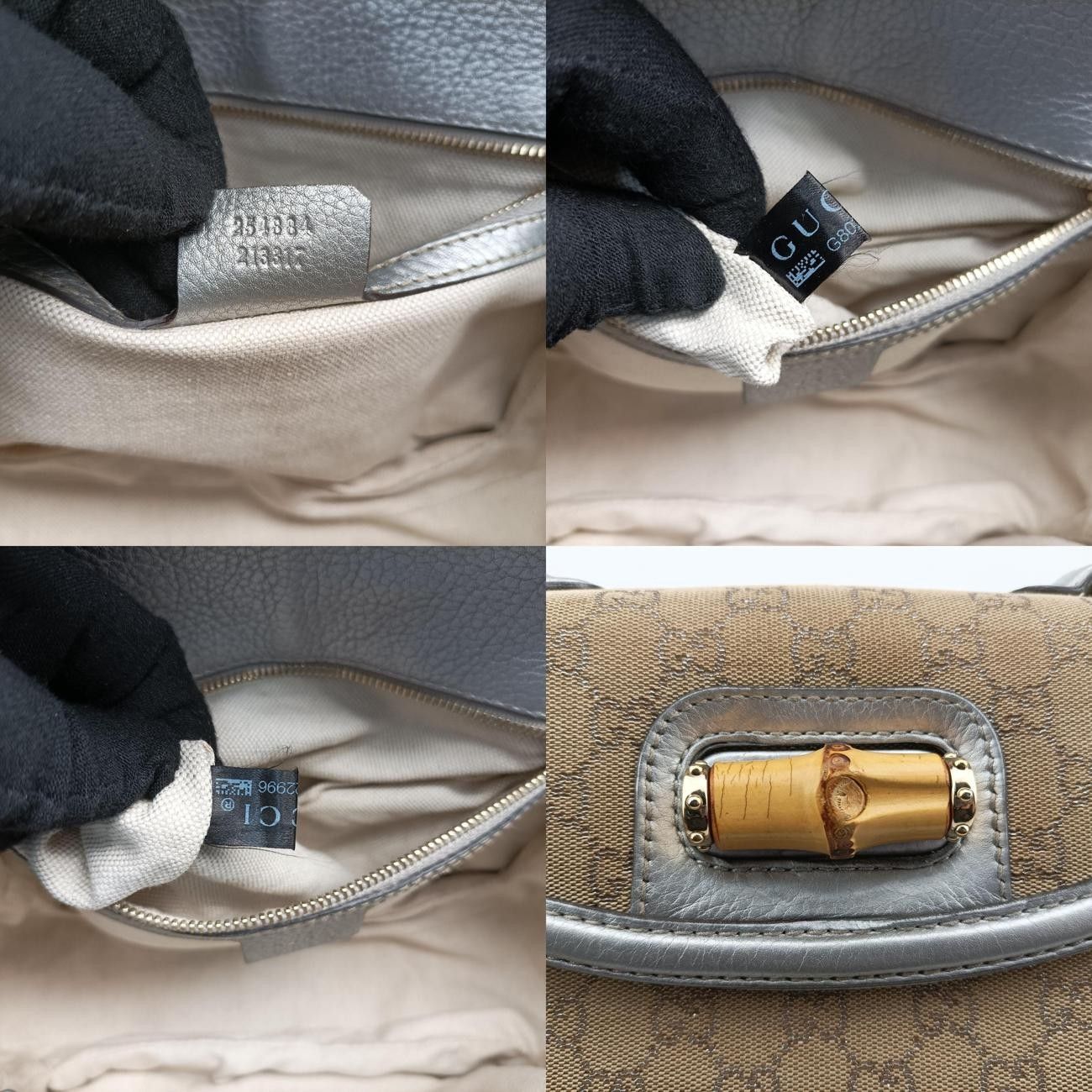 グッチGucciニューバンブー ベージュ×シルバー