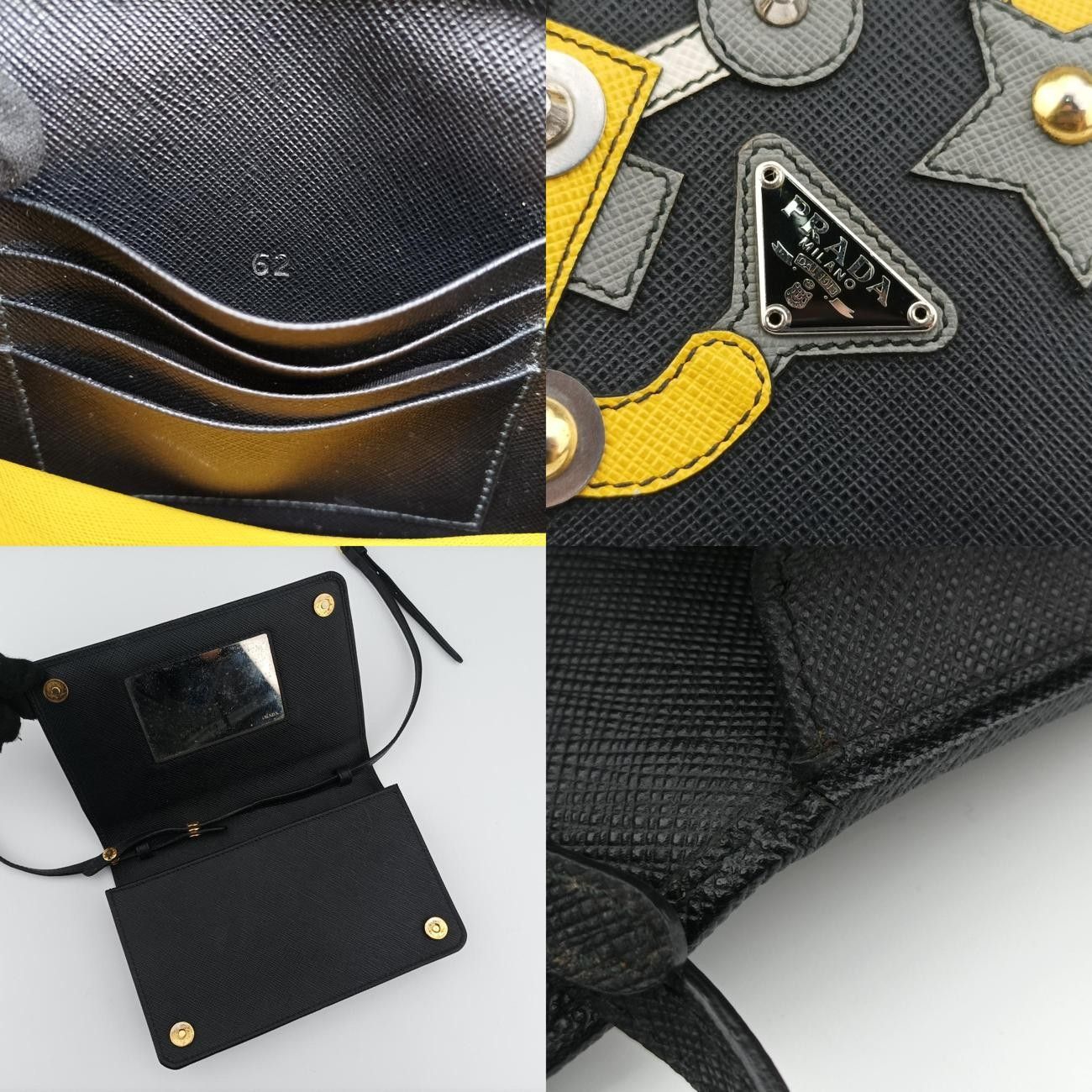 プラダPradaロボットロゴブラックサフィアーノレザー62