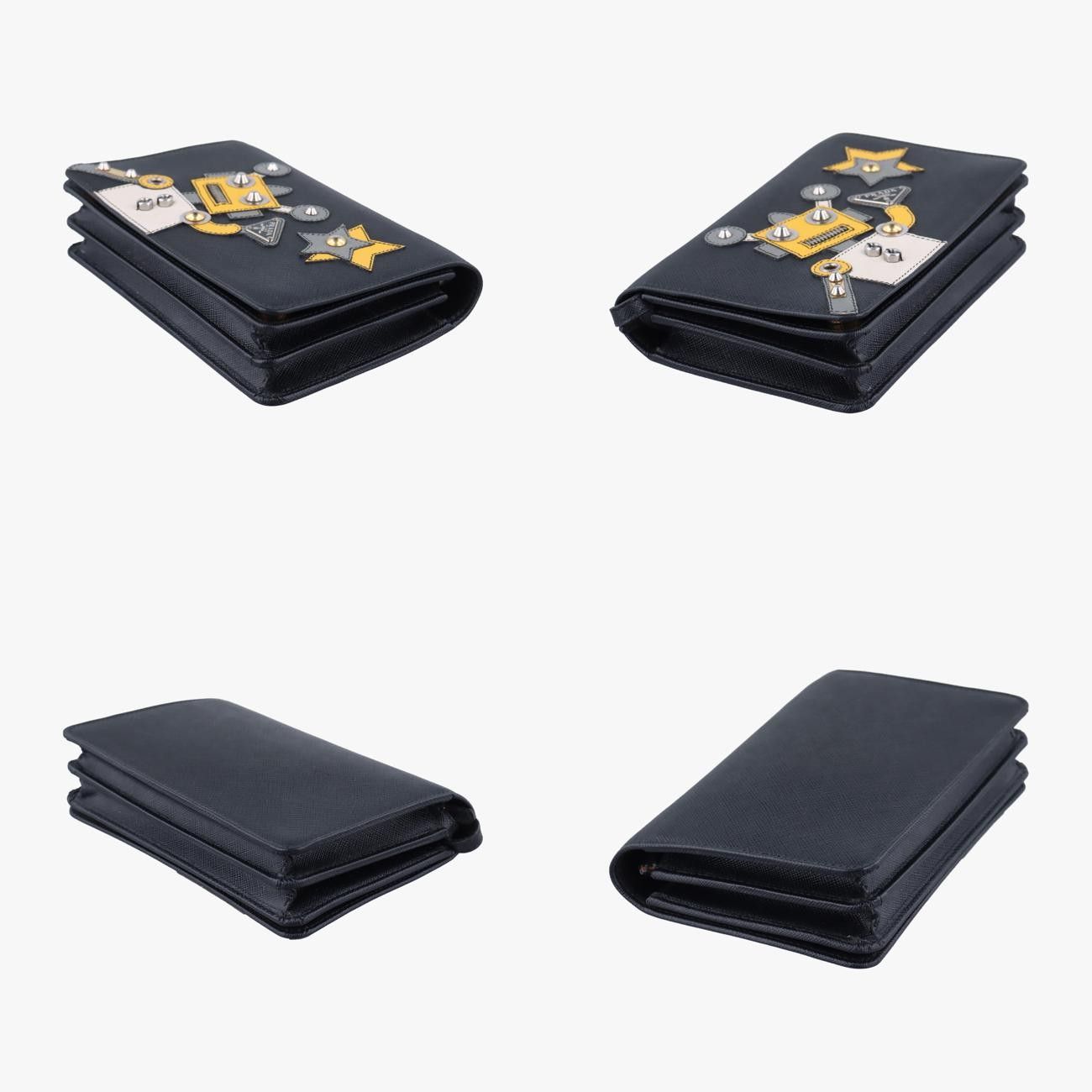 プラダPradaロボットロゴブラックサフィアーノレザー62