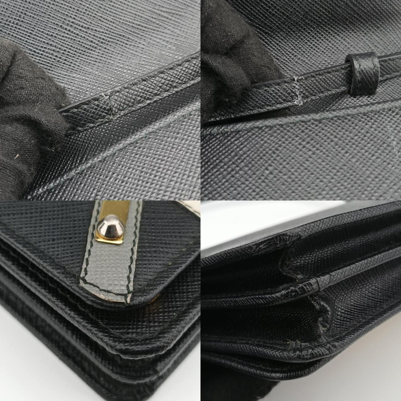 プラダPradaロボットロゴブラックサフィアーノレザー62