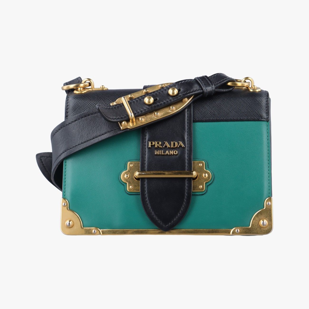 プラダPradaカイエ グリーン×ブラック レザー 1BD045 25
