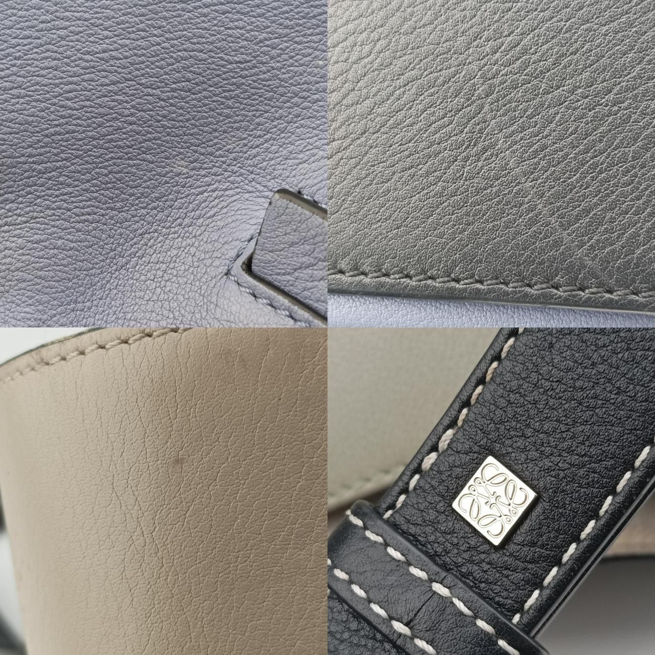 ロエベLoeweハンモック ライトブルー×グレー×ベージュ×ブラック