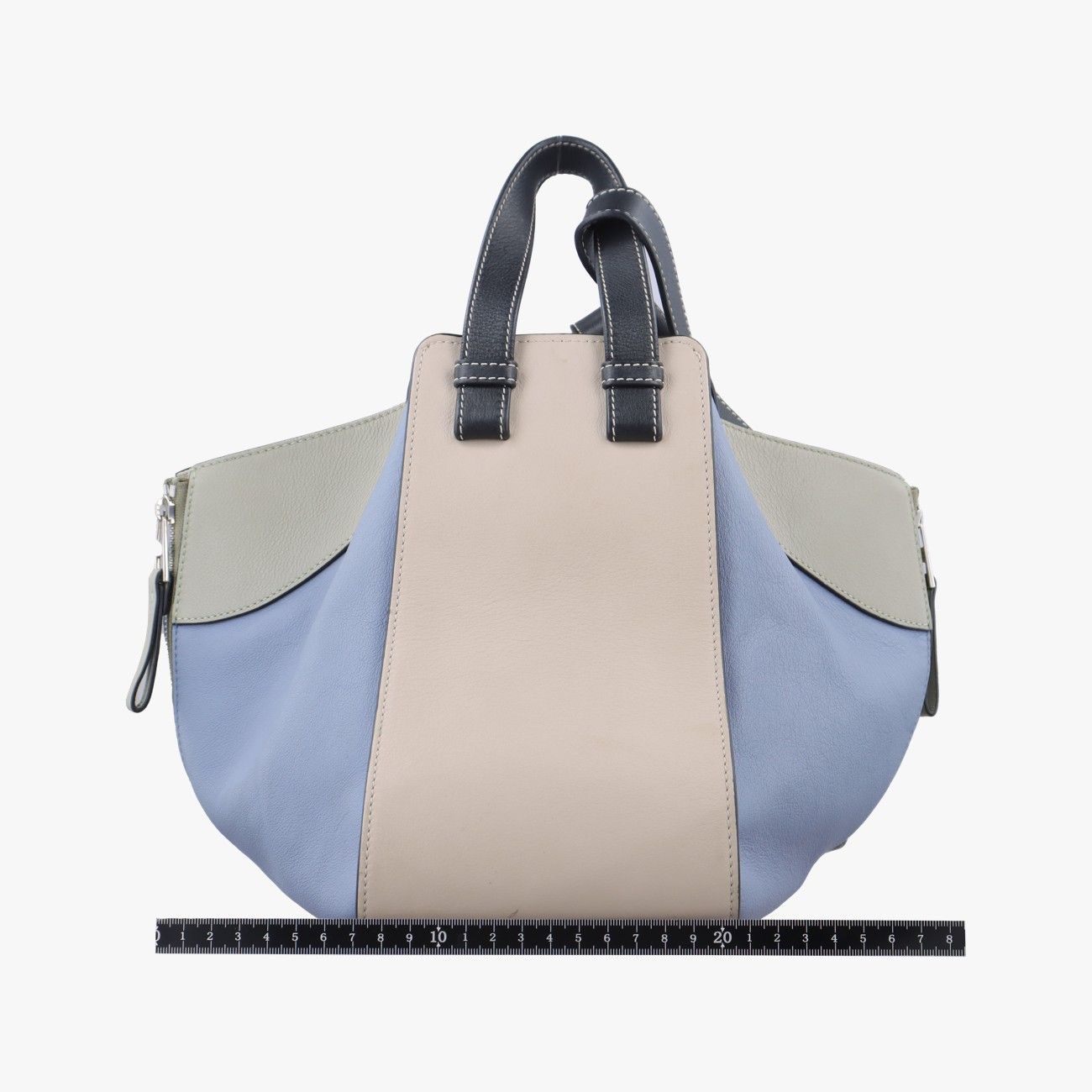 ロエベLoeweハンモック ライトブルー×グレー×ベージュ×ブラック レザー 261911