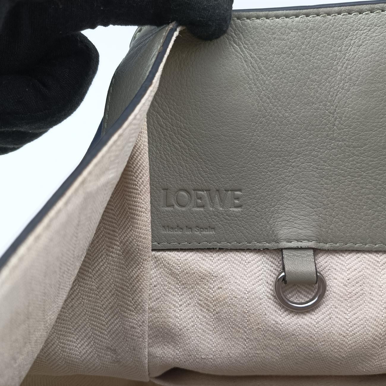 ロエベLoeweハンモック ライトブルー×グレー×ベージュ×ブラック レザー 261911 DECORATOM_COM_BR