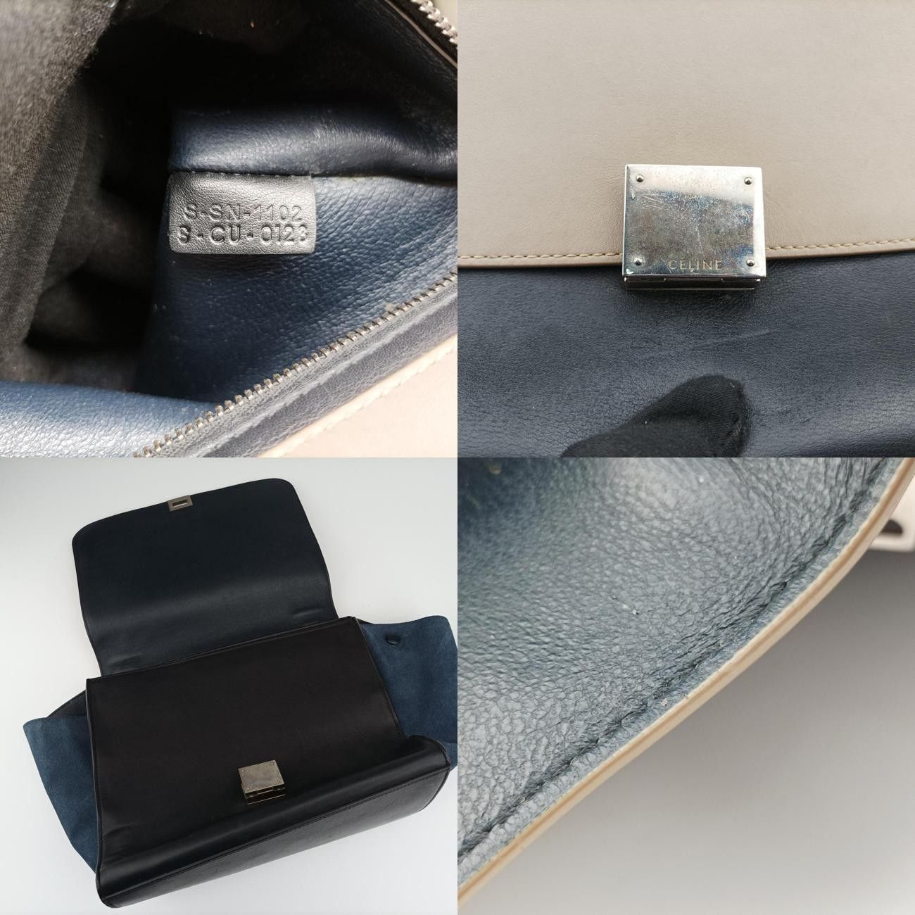 セリーヌCelineトラペーズ ベージュ×ブラック×ブルー