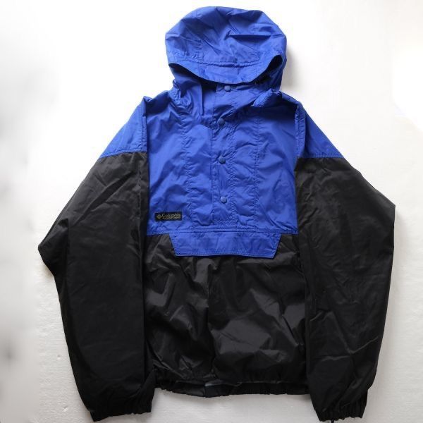 90's コロンビア Columbia ナイロン アノラックジャケット 青x黒 (XL