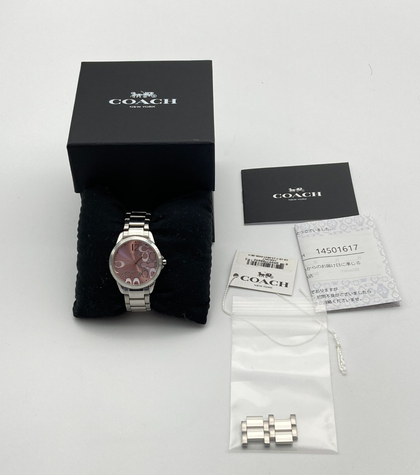 稼働品フルセット COACH コーチ クォーツ レディス腕時計 CA.13.7.14.0647 ピンク文字盤