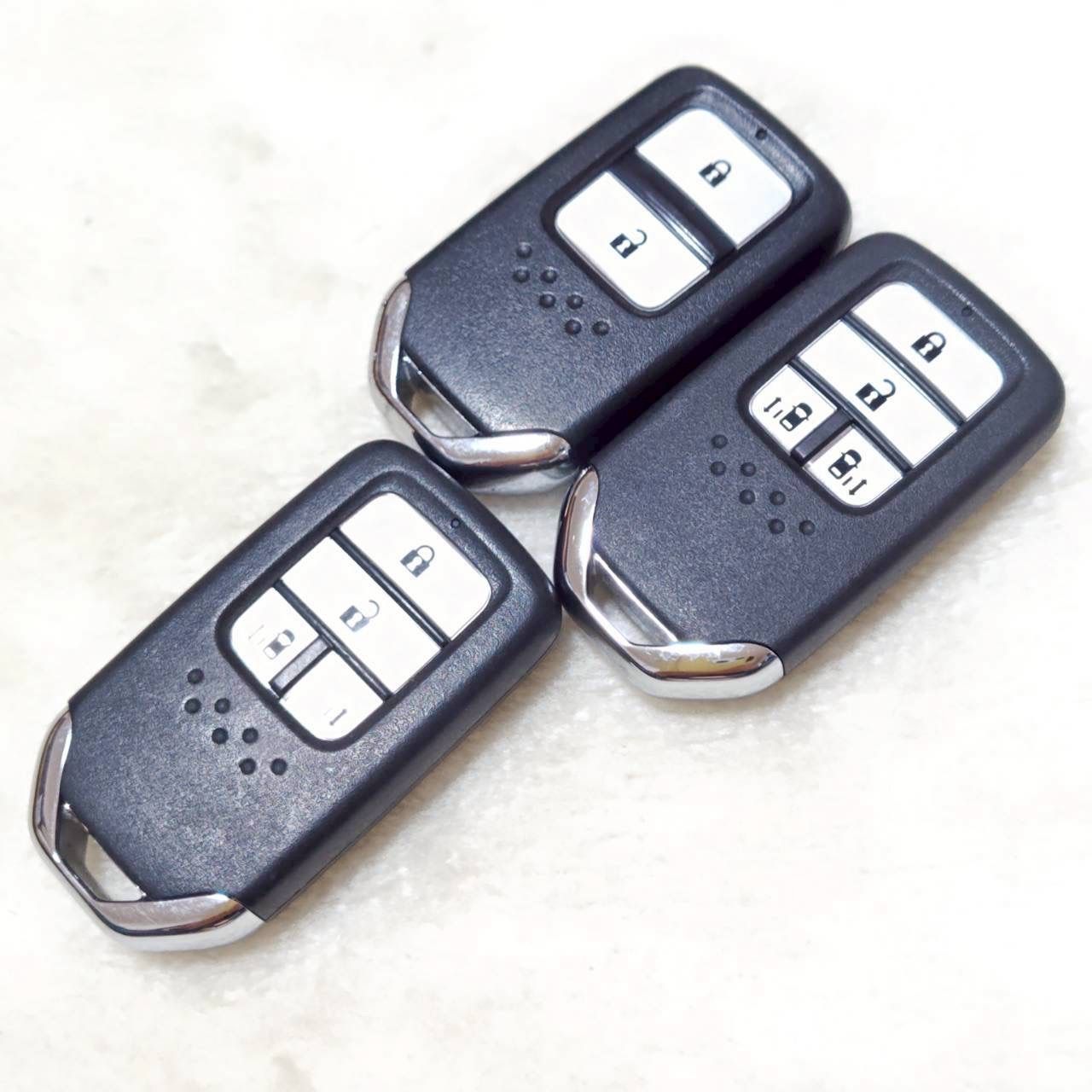 ! ! HONDA ホンダ スマートキー キーレス エントリー システム 純正品 3個 セット 4ボタン 2ボタン 両側スライドドア スペアキー 鍵付き リモコン セキュリティ ドア ロック 施錠 業販 車 ディーラー 社用車 M37260jY