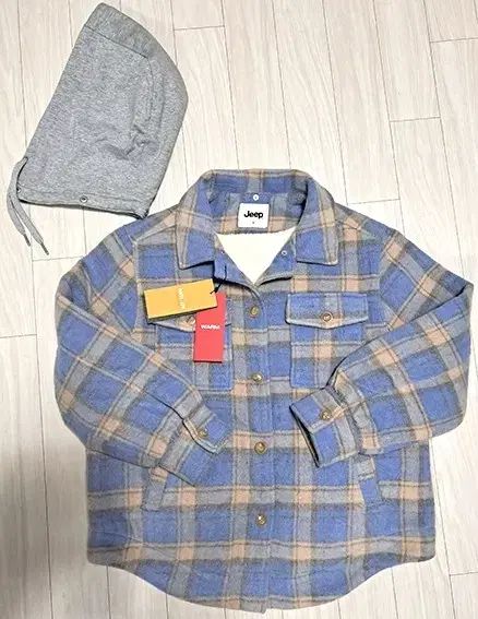 JEEP 25FW レディース ボアファー シャツ チェック柄 キルティング アウター 90S スカイブルー GULLKHAN_COM