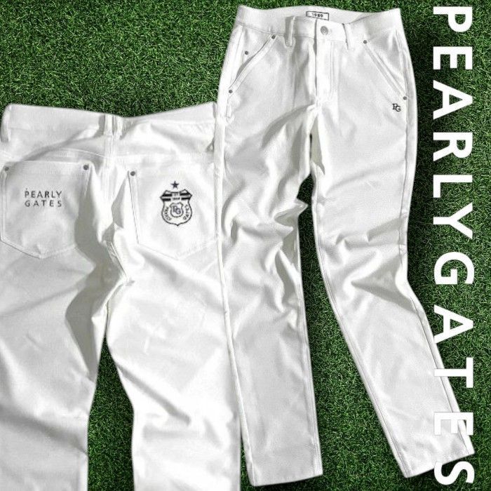 PEARLY GATES パーリーゲイツ ゴルフ Peドビー クリーンポケット 無地 ストレッチ ロングパンツ ゴルフウェア レディース 055-2231692 定価2.4万 ホワイト ▲027 51010w03