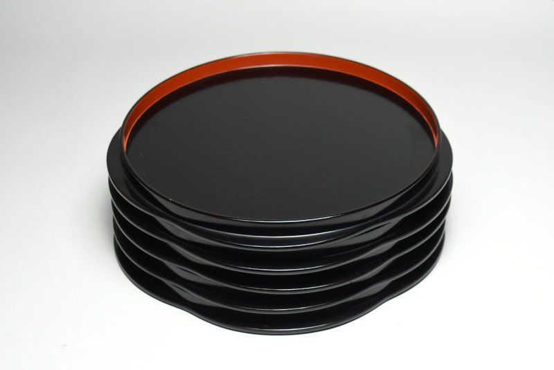 蔵A4416 木製梅型 会席盆 御膳 吸物膳 五客