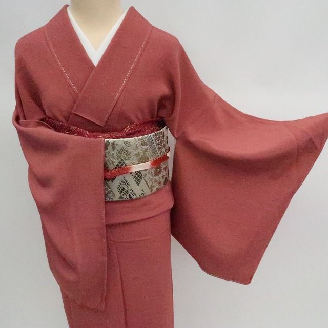 ✾まめ藤✾m2236* 正絹 仕付け糸付き 縫い一つ紋 松坂屋謹製 トールサイズ 手縫い仕立て 色無地