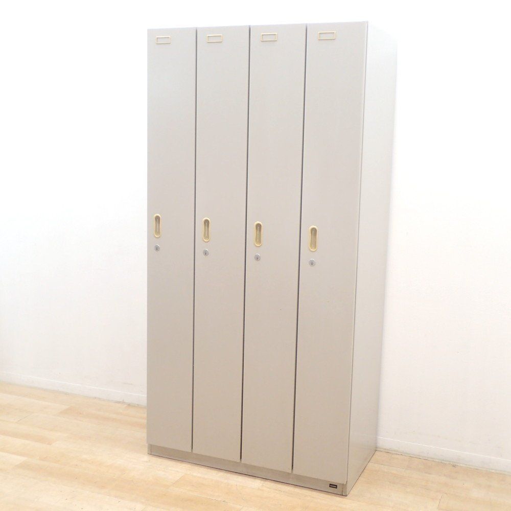 ウチダ 4人用ロッカー HD-4 ニューグレー W900 D500 H1790 中棚 ハンガーパイプ フック 名札差し 更衣室 鍵無 EG18840 オフィス家具