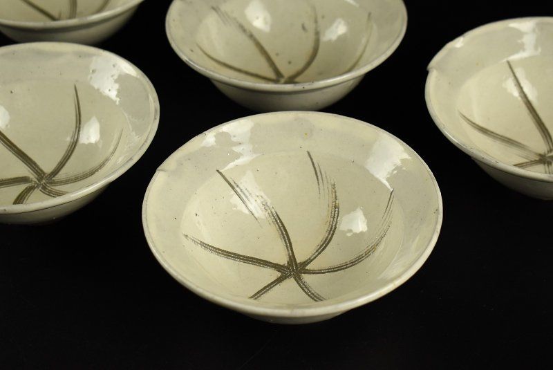 蔵A4405a 唐津 粉引 中里隆 片口向付 小鉢 五客