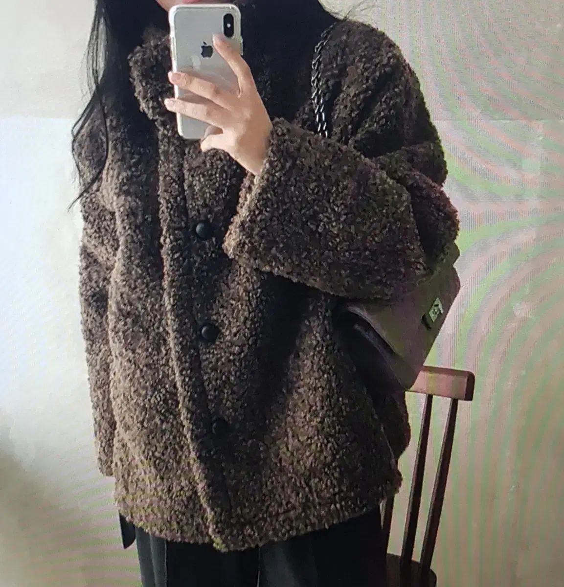 海外配送 アイボリー|ディープブラウン ボア ジャケット コート