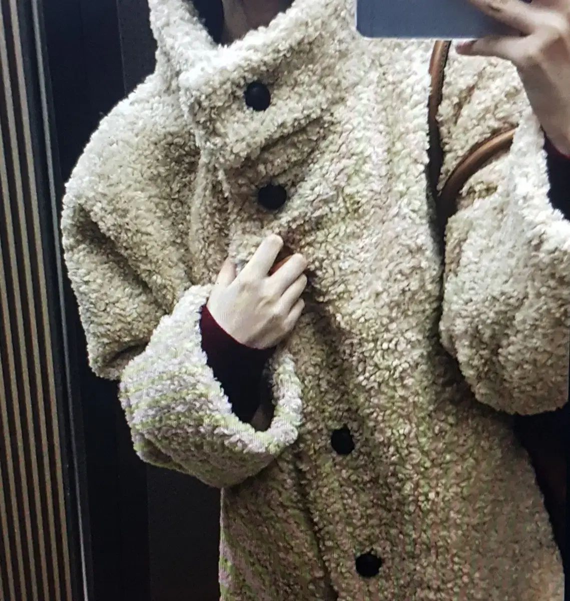 【最大80％OFF】 海外配送 アイボリー ディープブラウン ボア ジャケット コート シンプルな生活