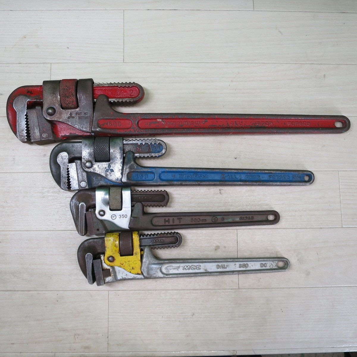 4点 パイプレンチ 三菱 600 450 HIT ヒット 350mm MCC DAL 350 DC 工具 道具 ハンドツール