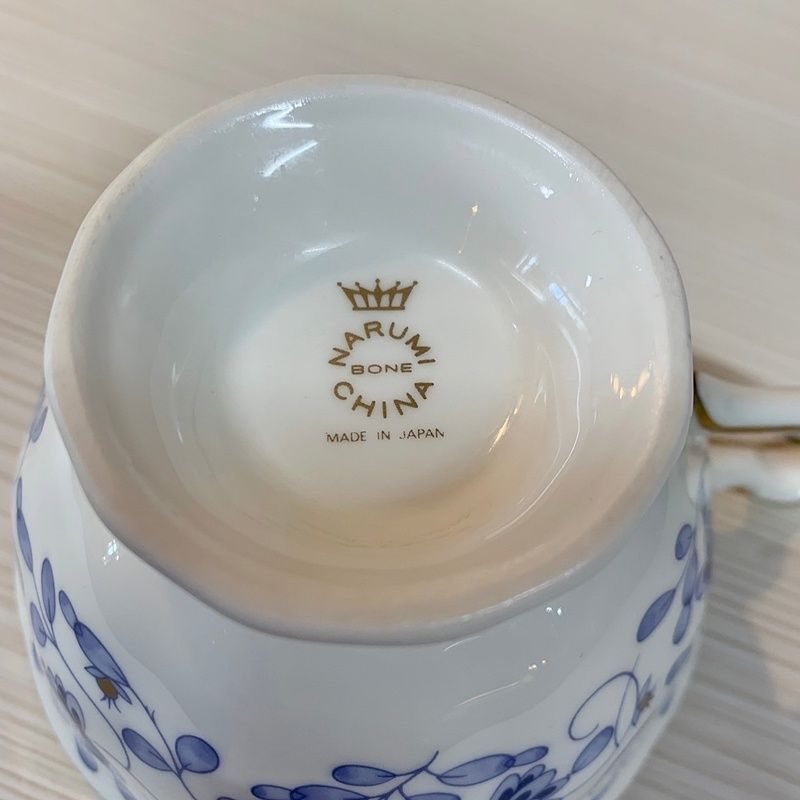 ナルミ ミラノ カップ＆ソーサー 2客 ペアセット 紅茶 ブルー 花柄