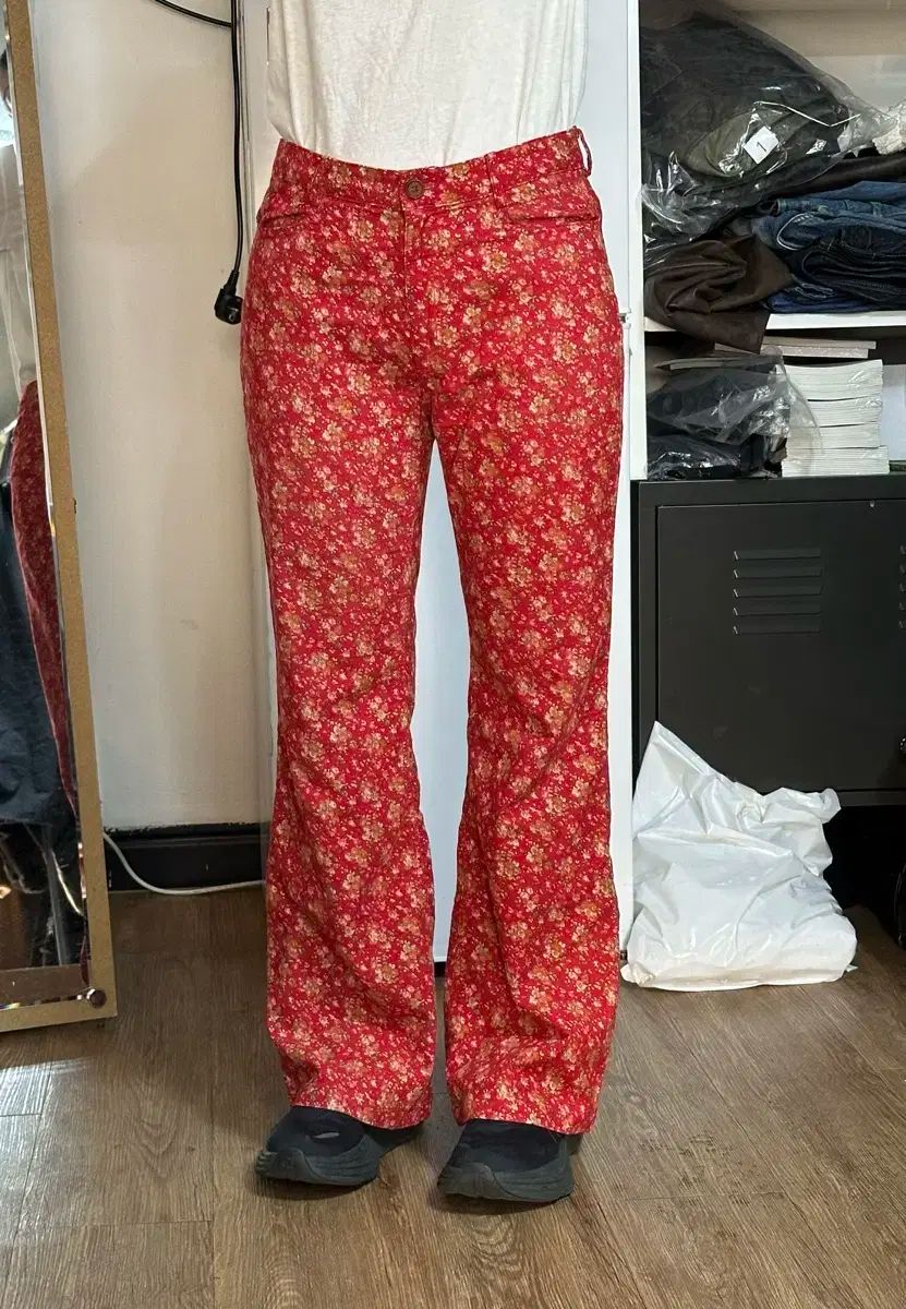 ヌアヌ フラワーパターン コーデュロイ パンツ サイズ3