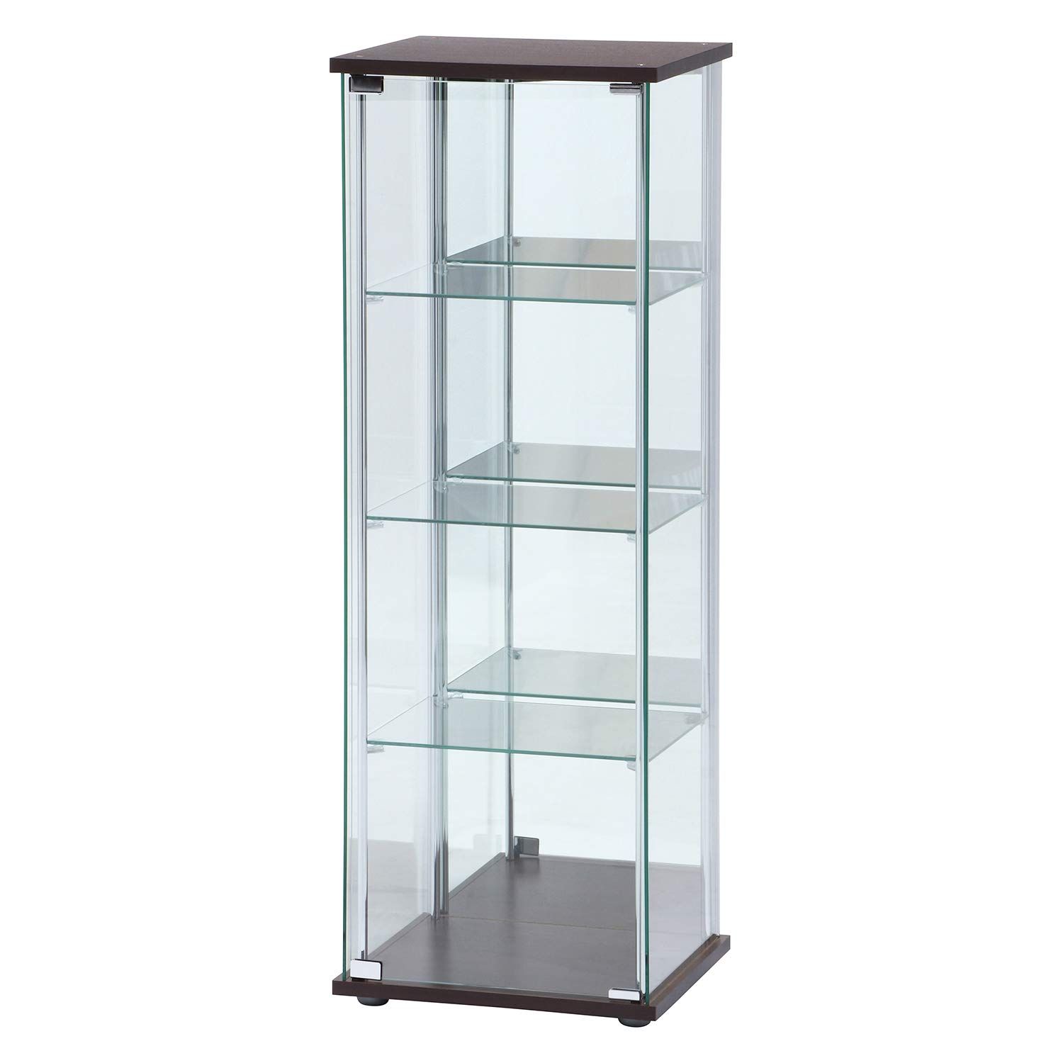 迅速発送 不二貿易 コレクションケース フィギュアケース 4段 幅42.5×奥行36.5×高さ120cm ブラウン 強化ガラス 背面ミラー 組立商品 97339