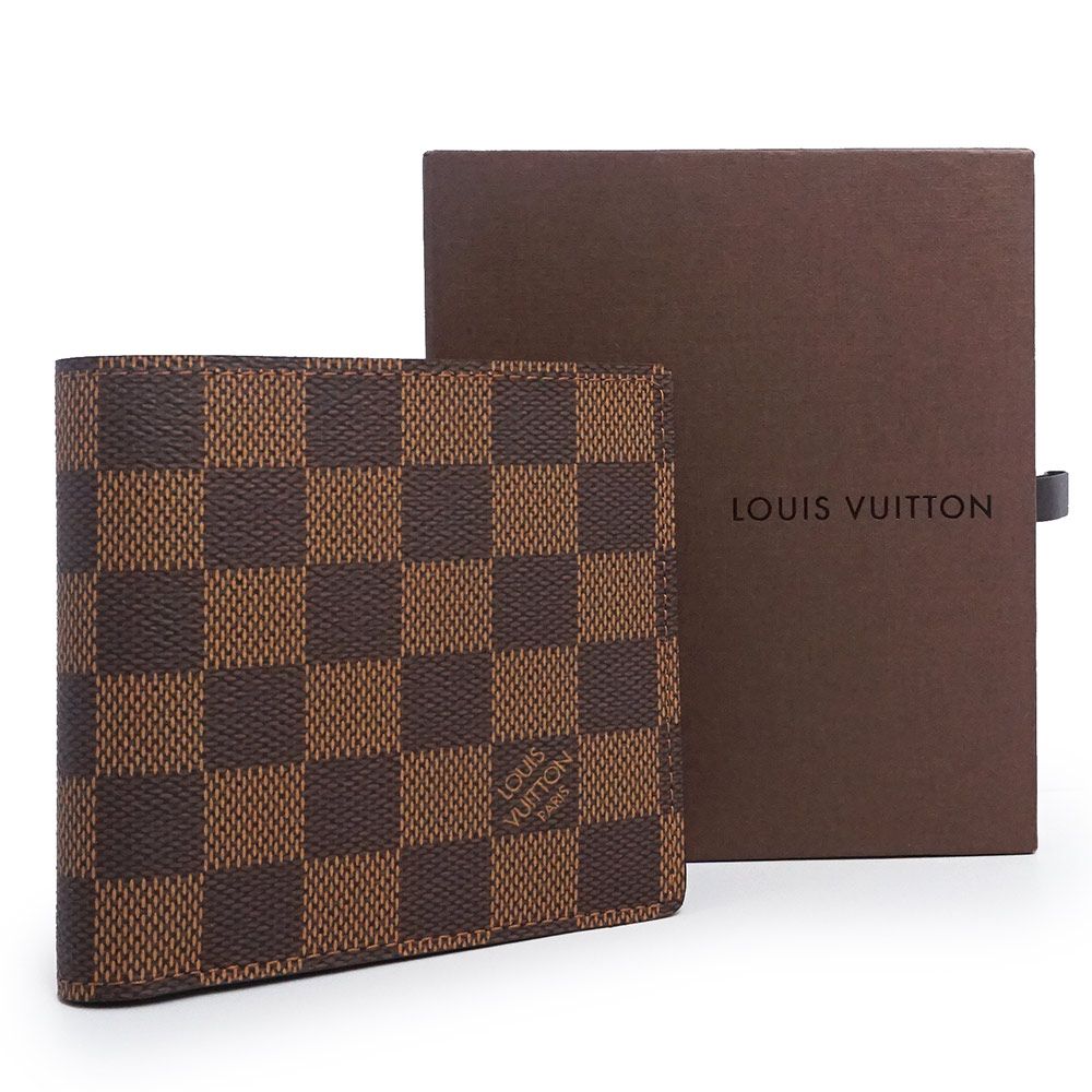 ルイ ヴィトン ポルトフォイユ マルコ 二つ折り財布 ダミエ ブラウン ゴールド金具 N 61675 LOUIS VUITTON