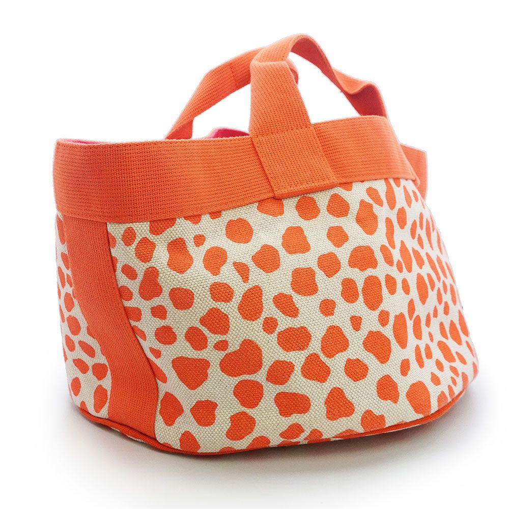 （未使用保管品）エルメス HERMES キッズライン アニモーピクセル アニマル ヒョウ柄 ハンドバッグ コットン50% リネン50% キャンバス ベージュ オレンジ ピンク シルバー金具 箱付 エルメス キッズライン アニモーピクセル アニマル ヒョウ柄