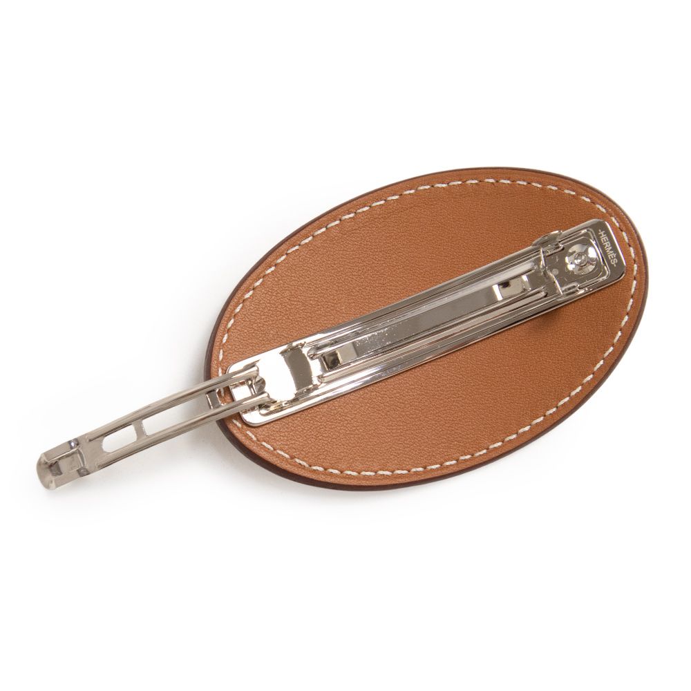 エルメス エヴリン エブリン PM バレッタ ヘアクリップ ヘア ヴォースイフト レザー チャイ ブラウン シルバー金具 HERMES DECORATOM_COM_BR