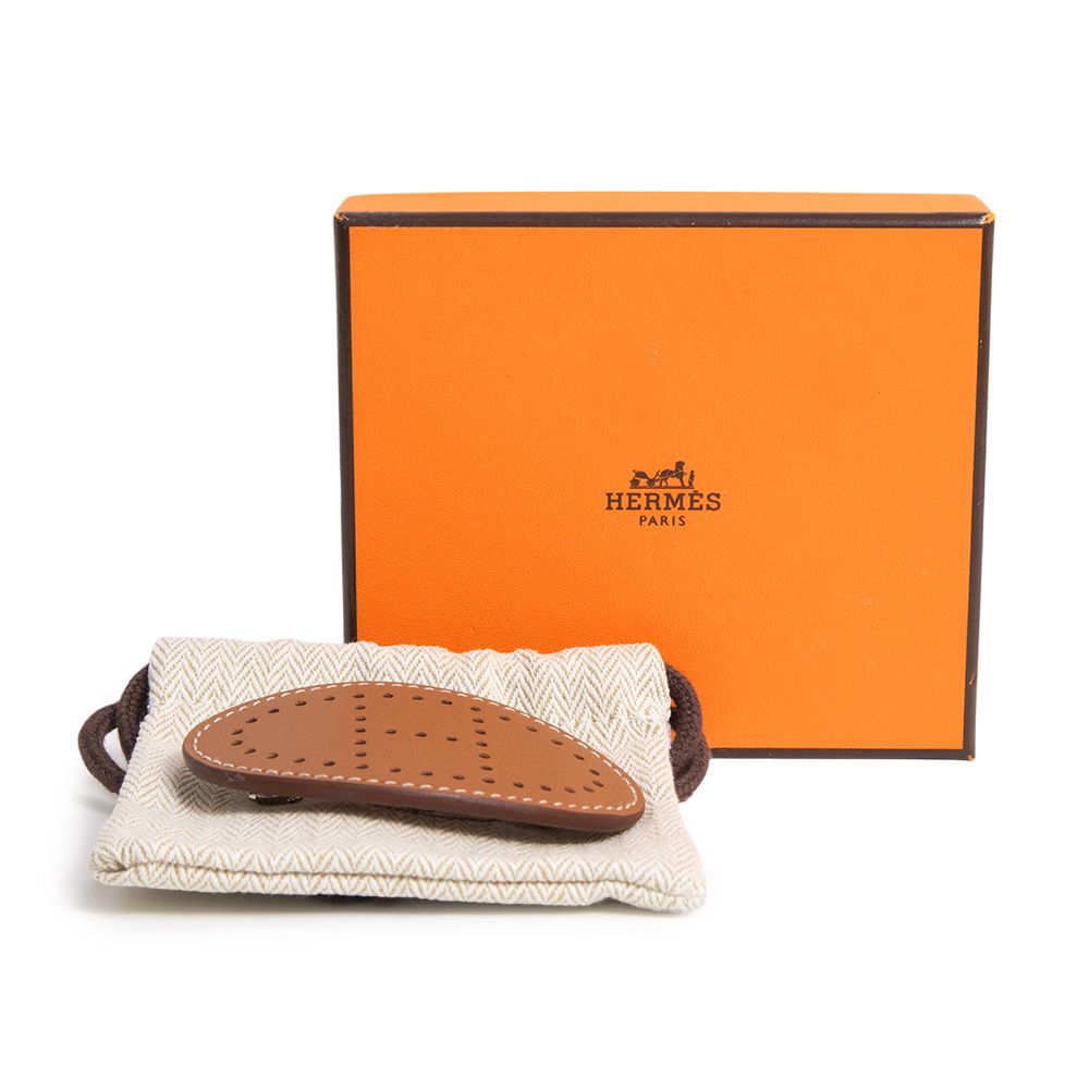 エルメス エヴリン エブリン PM バレッタ ヘアクリップ ヘア ヴォースイフト レザー チャイ ブラウン シルバー金具 HERMES