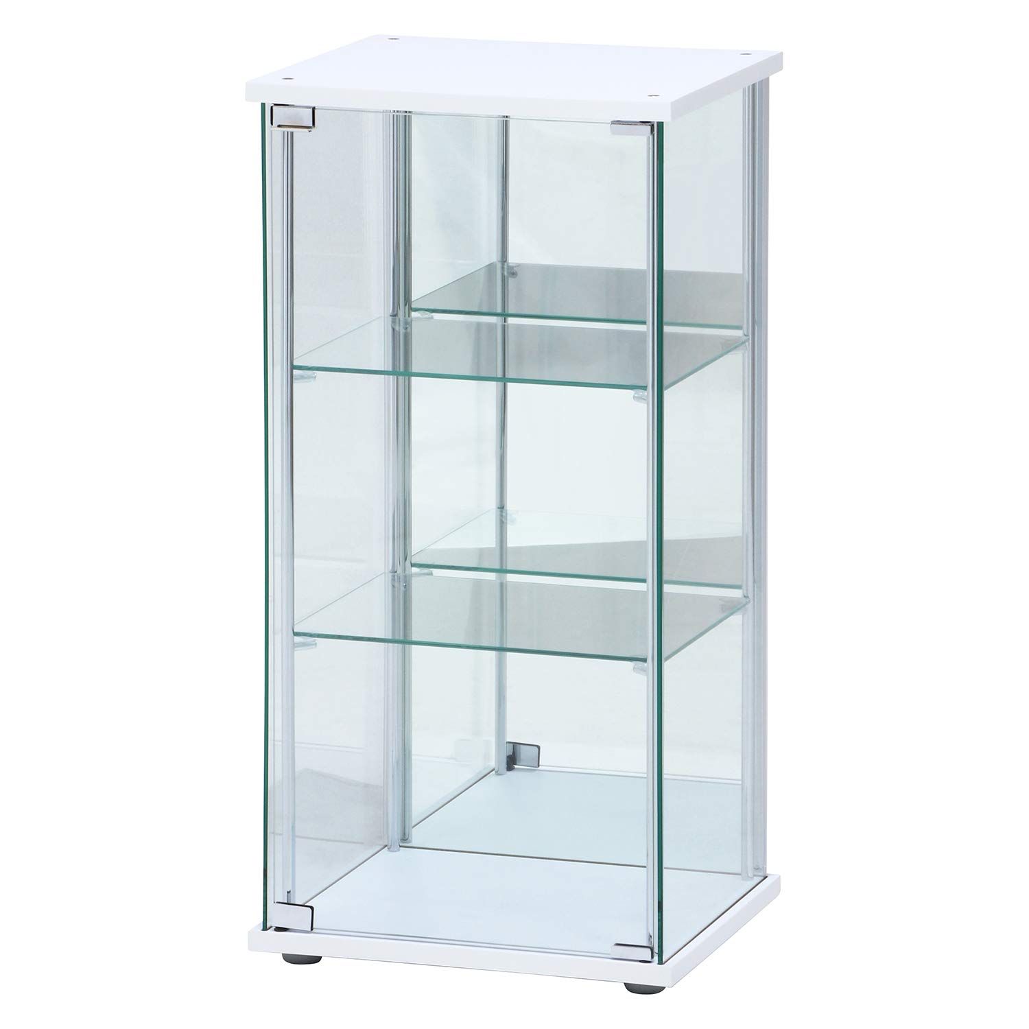 迅速発送 不二貿易 コレクションケース フィギュアケース 3段 幅42.5×奥行36.5×高さ86cm ホワイト 強化ガラス 背面ミラー 組立商品 97335