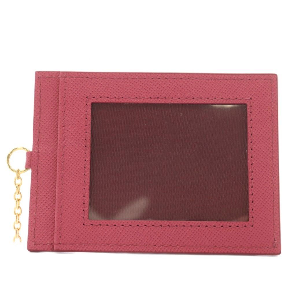 プラダ PRADA サフィアーノ カードケース パスケース 定期入れ レザー チェーン ピンク XZ OH GY11