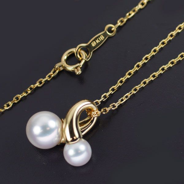 ミキモト K18YG アコヤ真珠 ペンダントネックレス 径約5.1-6.8mm  