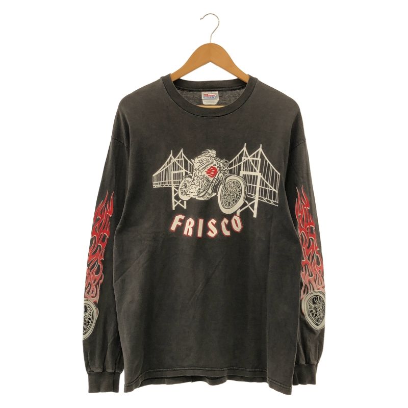 【】90s Hanes FRISCO CHOPPERS ロンT サイズM 黒 フリスコチョッパーズ[91]