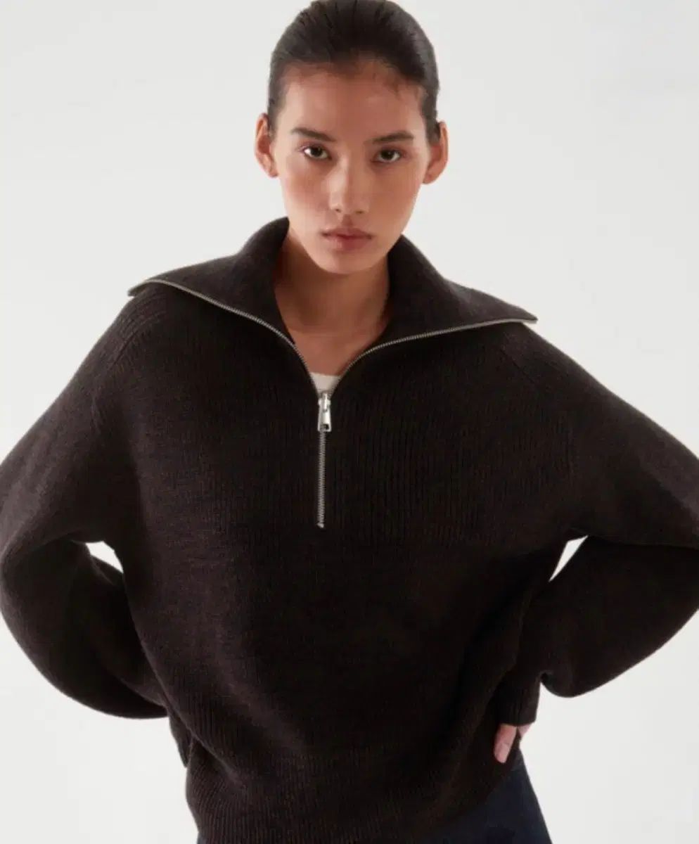 COS コス レディース リラックスドフィット ハーフジップアップ ウール ニット アウター