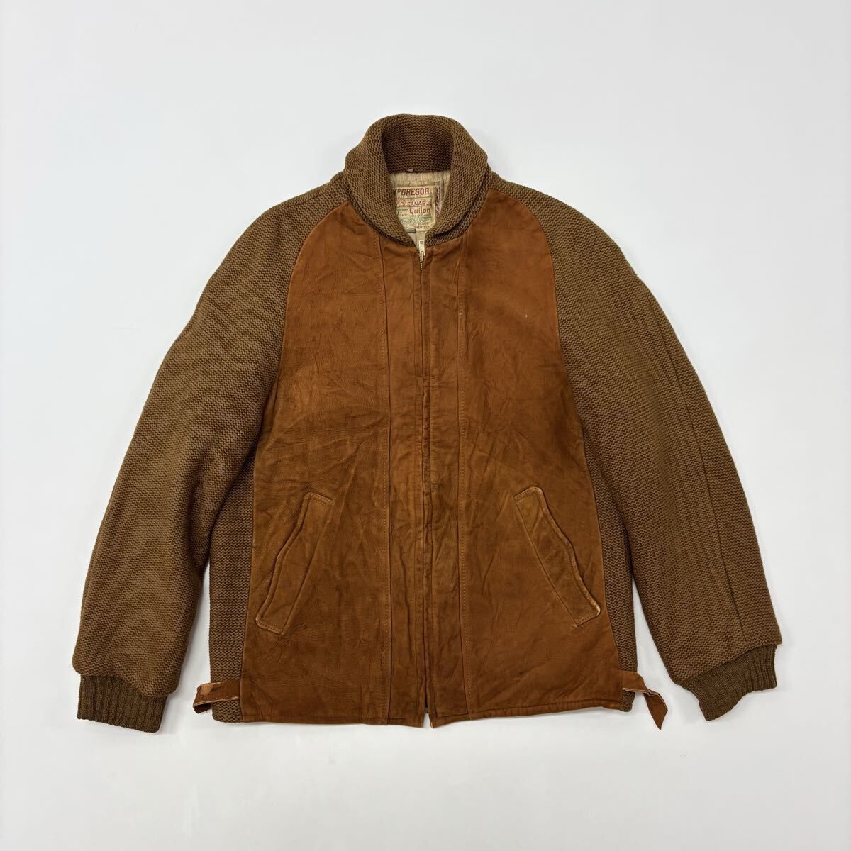 60s Vintage McGREGOR ヴィンテージ マクレガー スエード x ニット ジャケット JACKET アーカイブ ブラウン 系 サイズ 40 710-0080