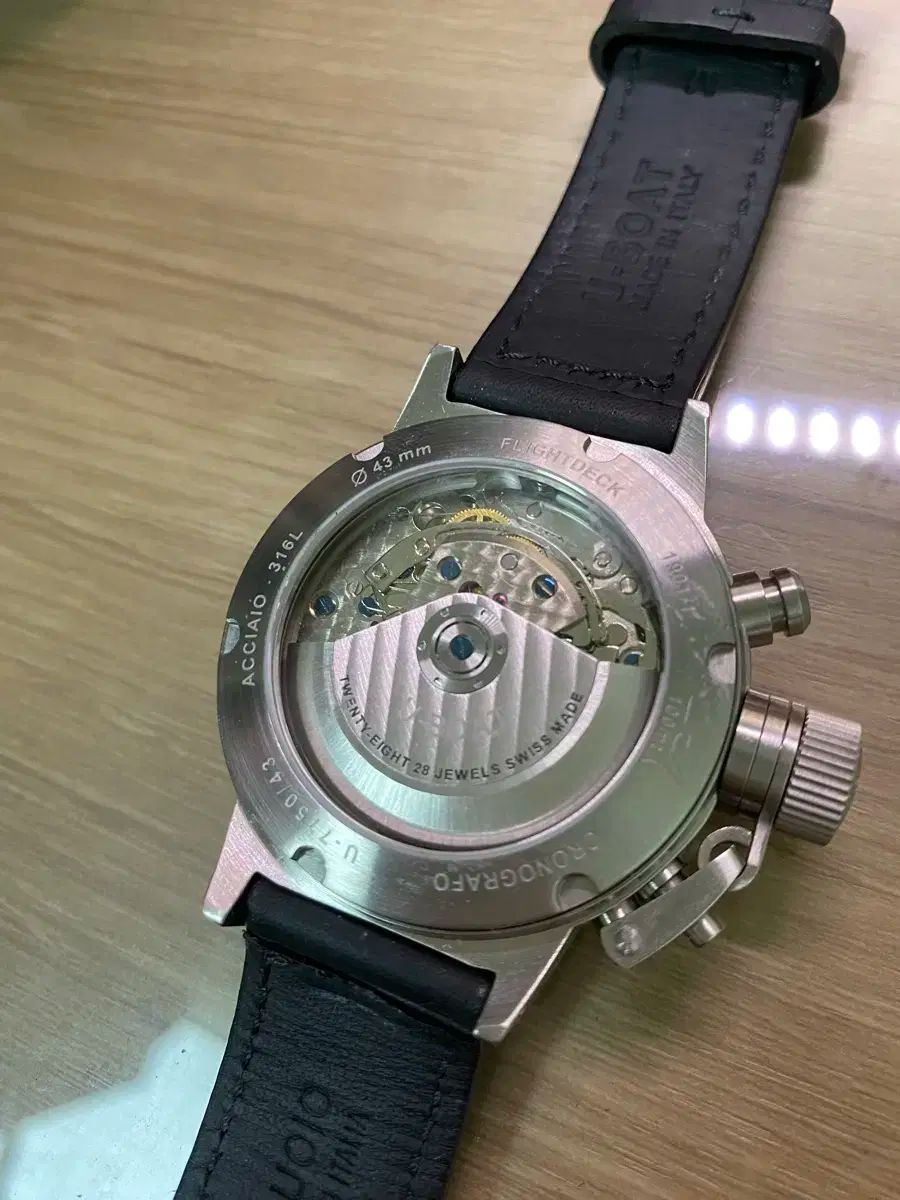  Uボート フライバック 43 mm 時計 レザーベルト 時計