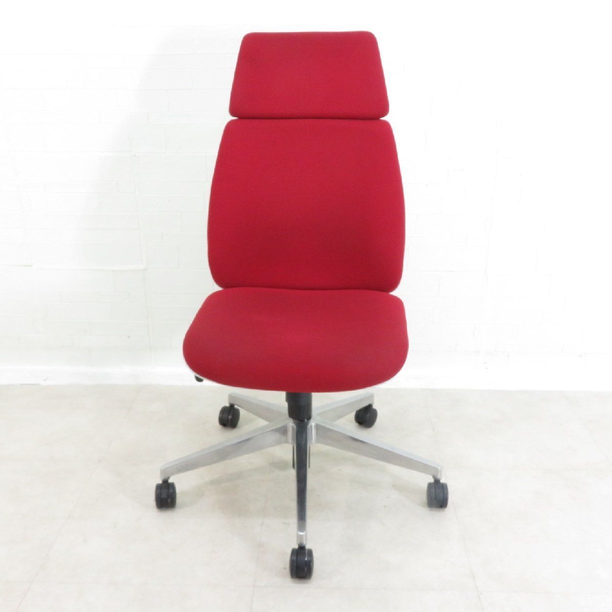 プラス 肘無オフィスチェア Uチェア KC-UC56SEL RD レッド ハイバック ホワイトシェル 上下昇降 事務椅子 ワーク EG16736 オフィス家具