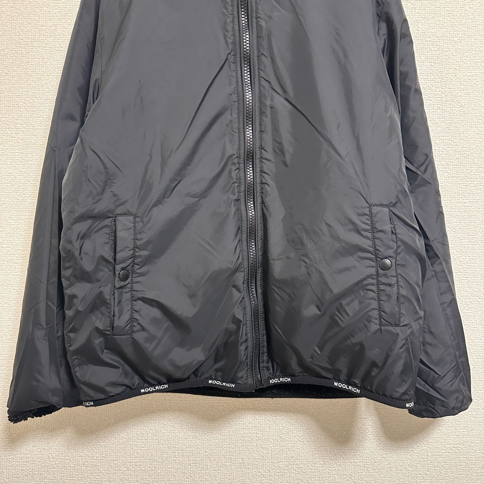 WOOLRICH リバーシブルフーディ ボア×ナイロン リバーシブルパーカー 