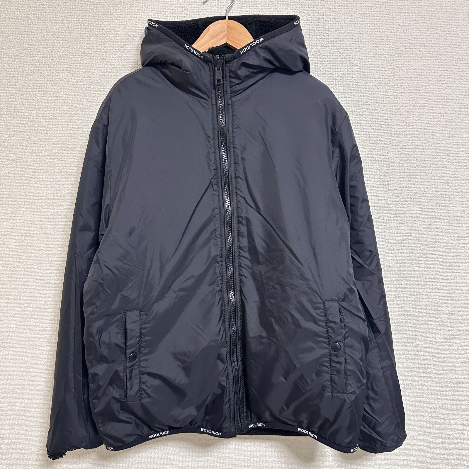 WOOLRICH リバーシブルフーディ ボア×ナイロン リバーシブルパーカー 