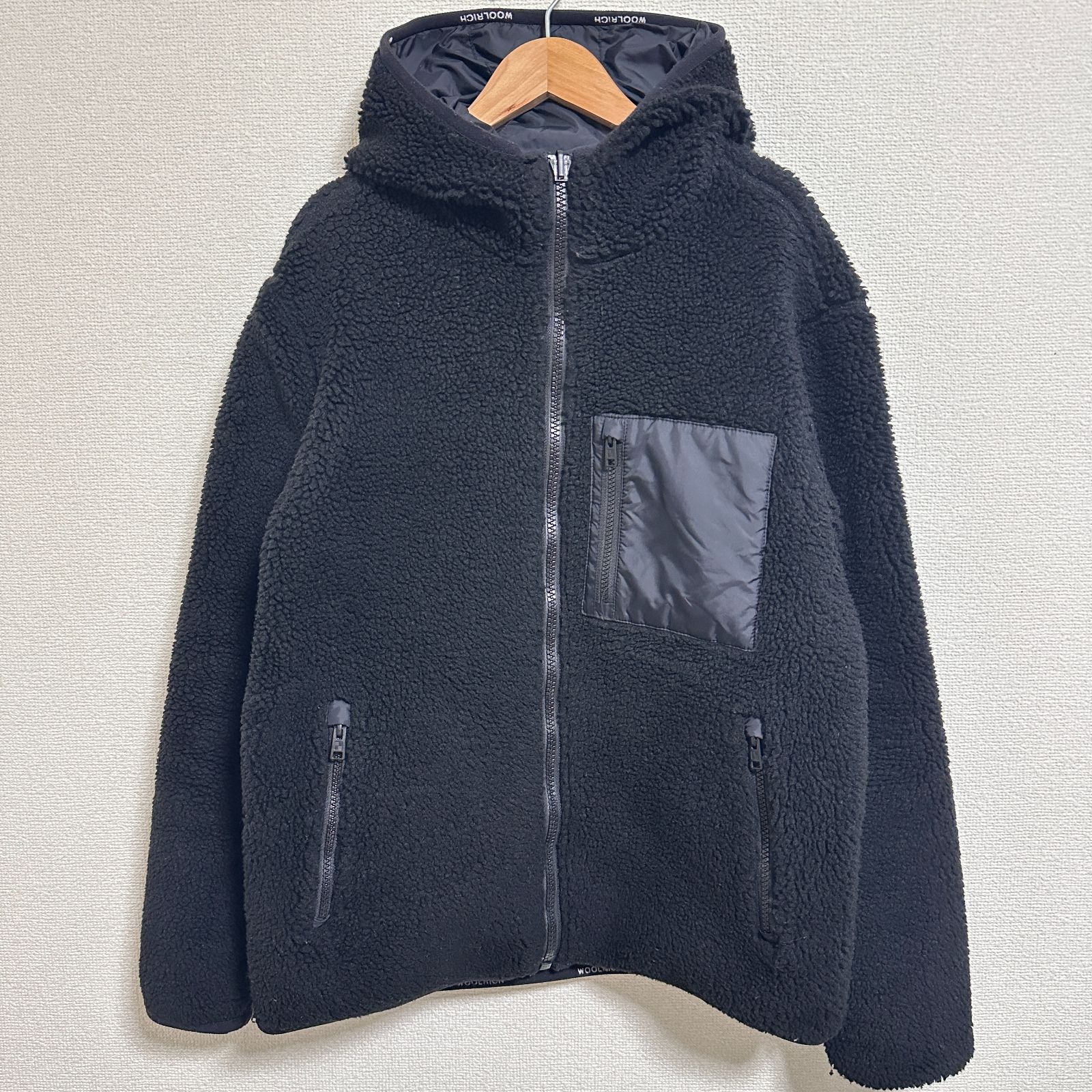 WOOLRICH リバーシブルフーディ ボア×ナイロン リバーシブルパーカー 