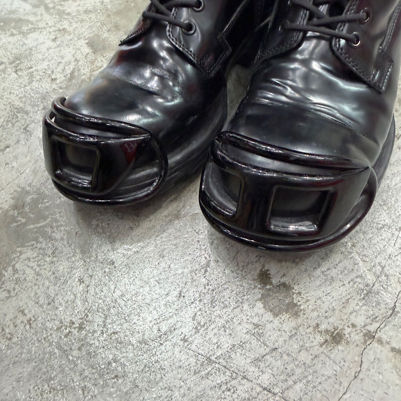  参考上代106700円 DIESEL D HAMMER サイドジップ レースアップ ブーツ ディーゼル 43 ブラック 1403 M 1 ワークブーツ ブーツ 革靴