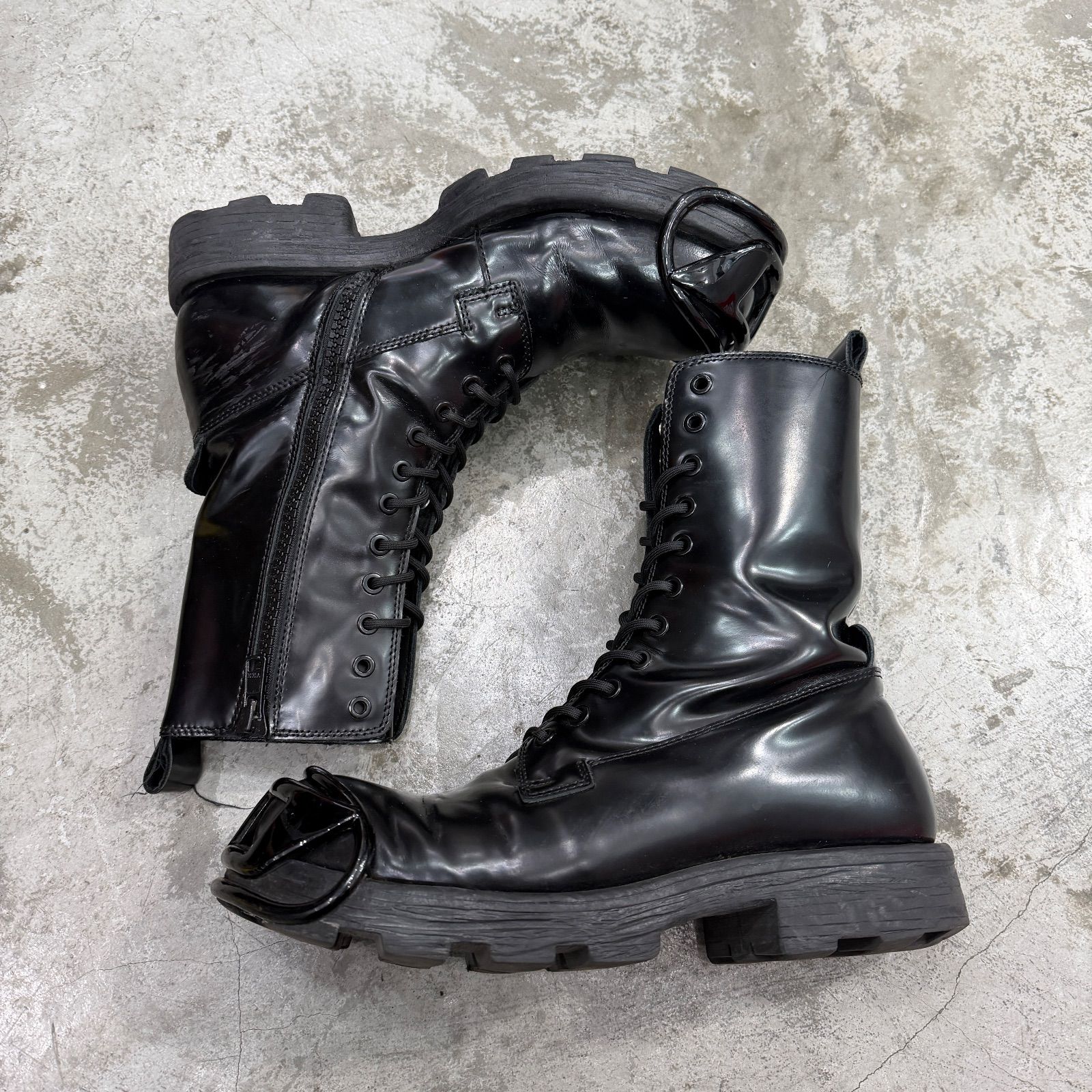 参考上代106700円 DIESEL D-HAMMER サイドジップ レースアップ ブーツ ディーゼル 43 ブラック 1403 M 1