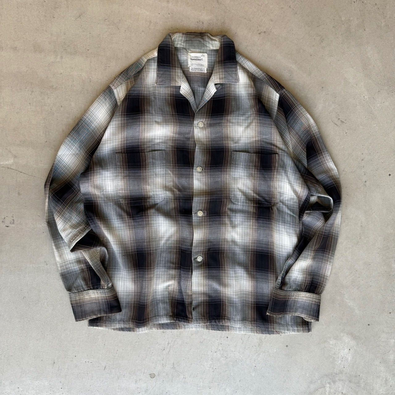 TOWNCRAFT タウンクラフト チェック 長袖シャツ 50s 60s TOWNCRAFT タウンクラフト オンブレチェックシャツ 長袖シャツ vintage