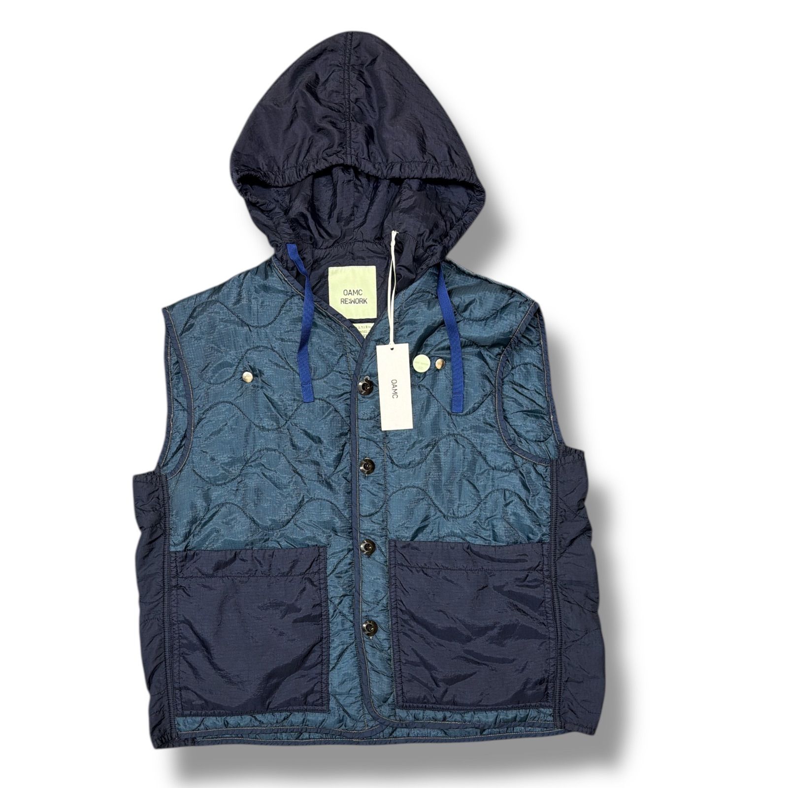 OAMC オーエーエムシー Re:WORKベスト 未使用品 OAMC RE:WORK 中綿入り キルティング フードベスト ジレ