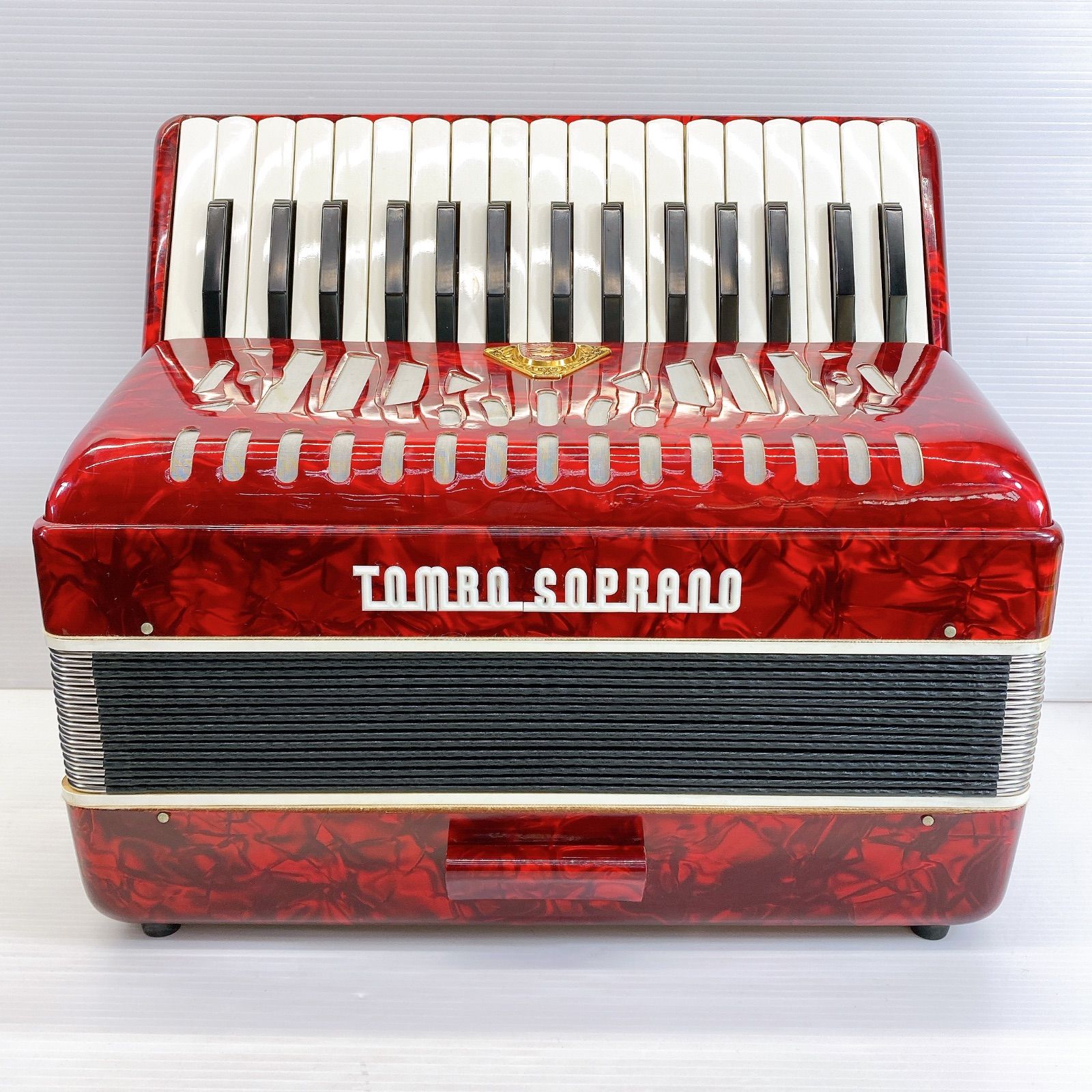 ◆ TOMBO SOPRANO ソプラノ アコーディオン 320 32鍵盤 レッド ハードケース付き 音出し 済み 現状品 ハードケース付き ◆